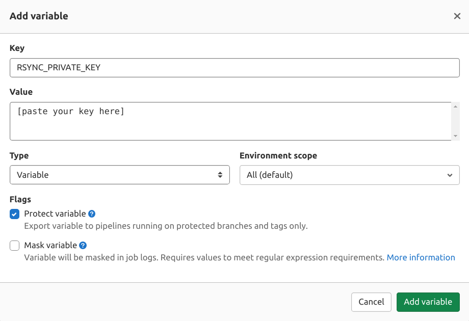 Add a variable in GitLab