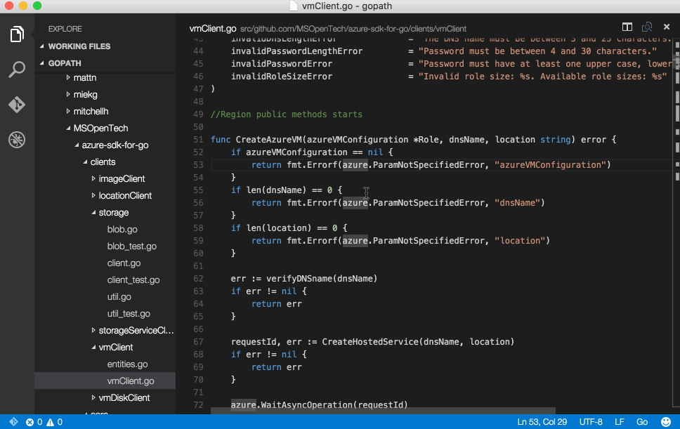 VSCode Go screenshot